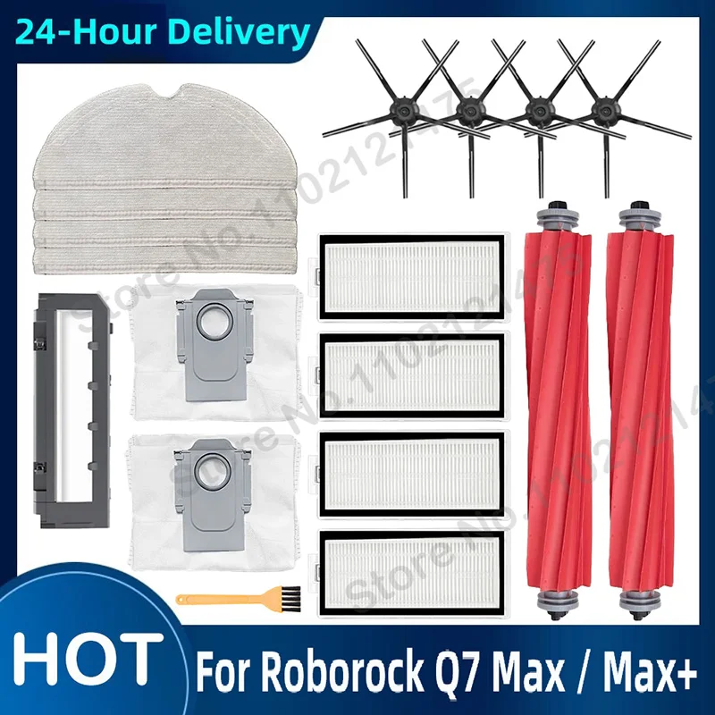 

Main Side Brush Hepa Filter Mop Rag Dust Bag Spare Parts For Roborock Q7 Max / Q7 Max+ / T8 Robot Vacuum Accessories