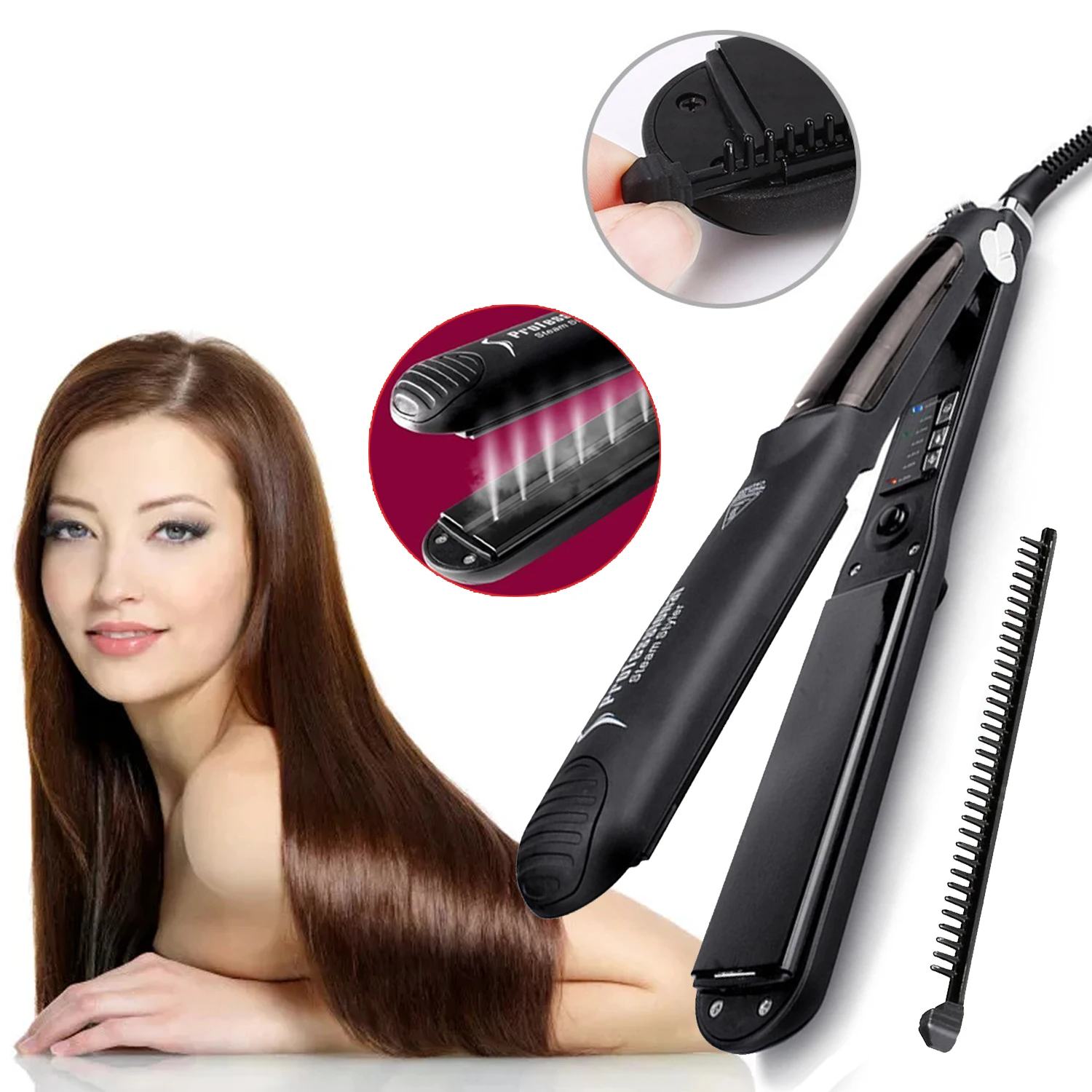 Professional Steam Hair Straightener Fourgear Vapor Hair Flat Iron