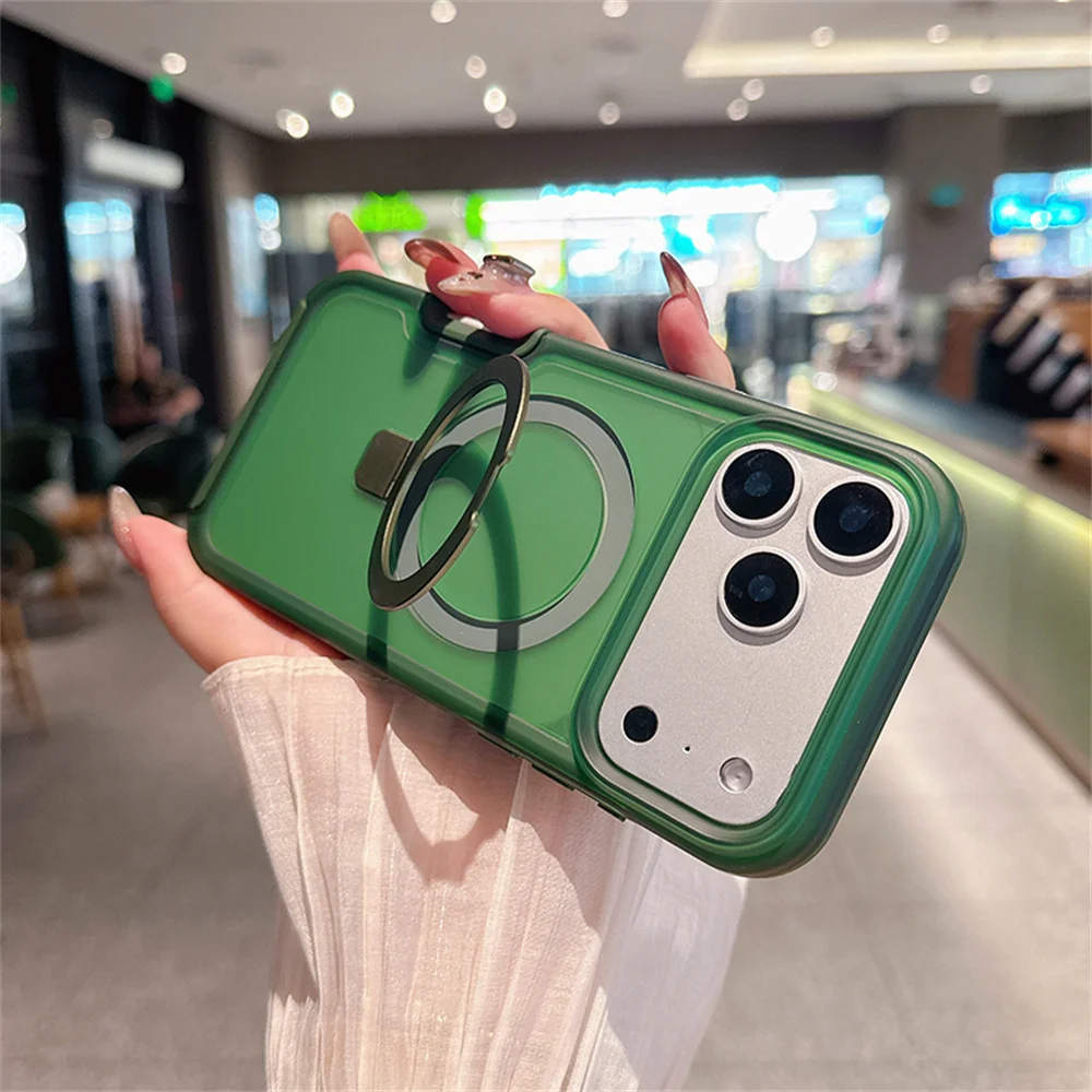 Foldable Magnetic Stand Phone Case - Clear Candy Color with Dual Layer Protection