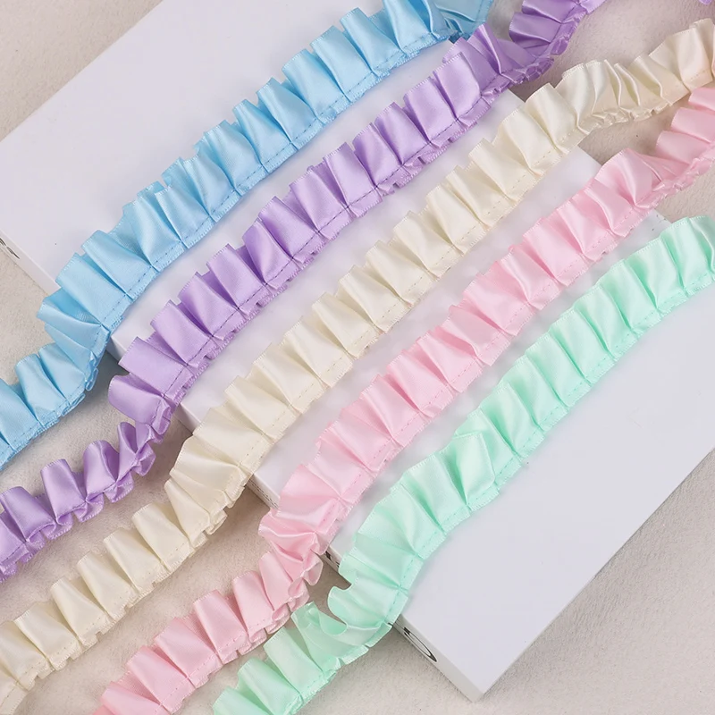 3Yards Pleated Lace Ribbon Trimming For Party Dress Sewing Garment Clothing DIY Crafts Supplies Needlework Fabric Wedding Decor