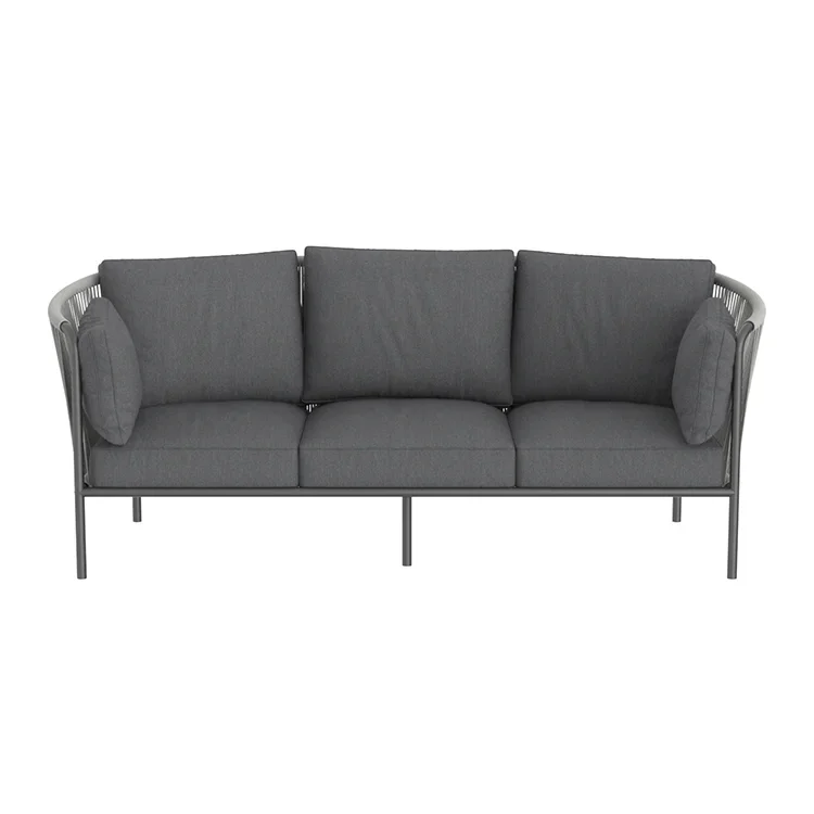 Superior quality outdoor furniture set club chair and coffee table 3-seater aluminum frame garden sofas