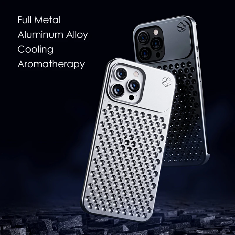 

Luxury metal heat dissipation hollow phone case suitable for iPhone 14 12 13 Pro Max14Plus