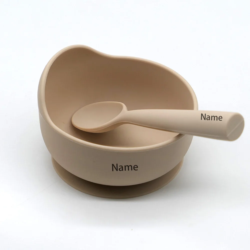 Baby Tableware Bowl Spoon Free Printing Silicone Material Personalized for Boys and Girls Holiday Gift