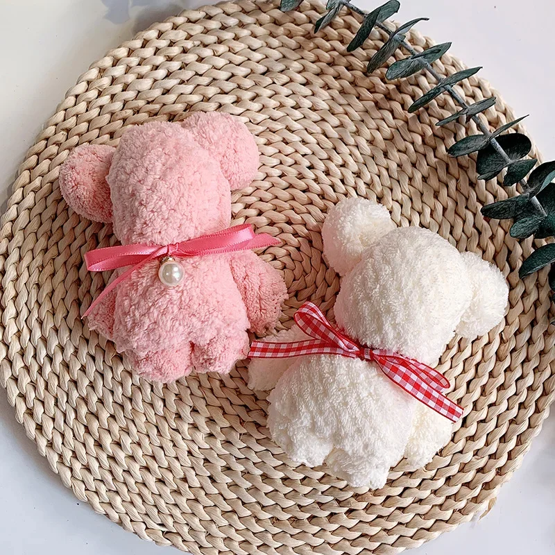 1PC-Bear Towel Coral Fleece Wedding Favors for Guests Bulk Bridesmaid Thanksgiving Gift christening souvenir-Random color