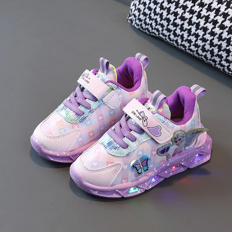 Disney Frozen LED Sneakers - Light-Up Casual Shoes for Girls