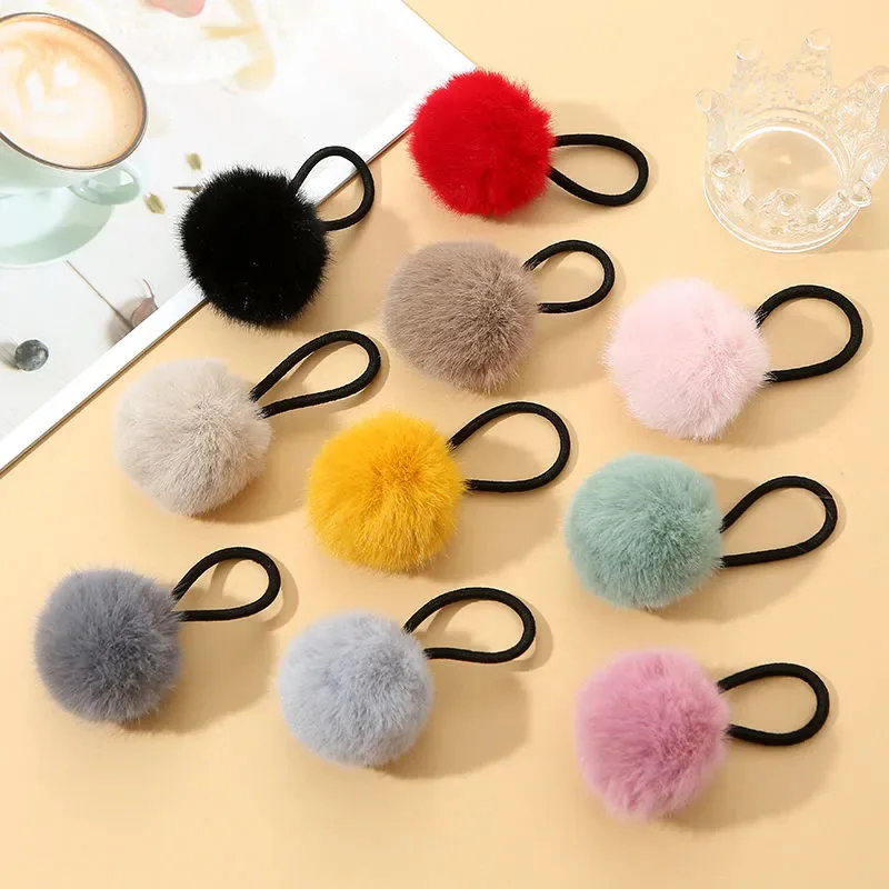 

Cute Fur Ball Elastic Hair Bands Candy Color Women Girls Hair Rope Ties Sweet Ponytail Holder Fashion Hair Accessories Gift