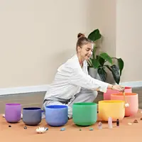Set Of 7 PCS 440HZ 6-12 Inch Colored Frosted Chakra Quartz Crystal Singing Bowls Sound Healing Instrument with 2 PCS Travel - Image 3