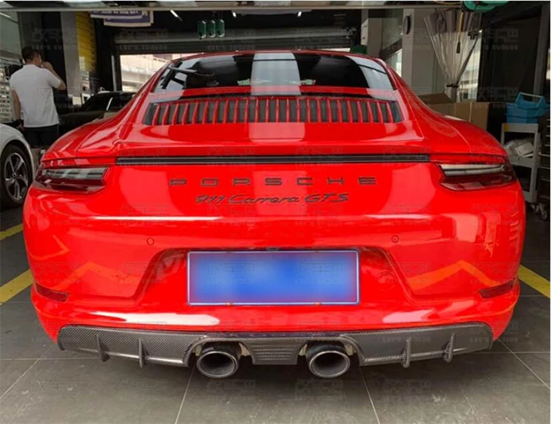 Voor Porsche 911 991.2 2015 2016 2017 2018 Echt koolstofvezel Voorlip Achterdiffuser Carrosserie Zijskirt Kit Kofferbakspoiler Refits - - Racext 57