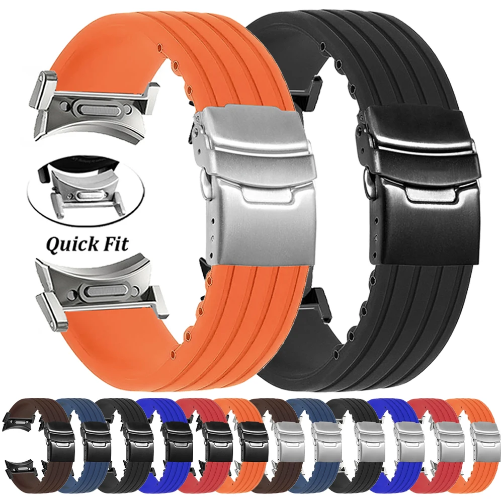 

Silicone Rubber Watch Strap for Samsung Galaxy Watch 6 5 4 40mm 44mm 6 Classic 47mm 43mm 5 Pro 45mm Quick Fit Tire Stripes Band