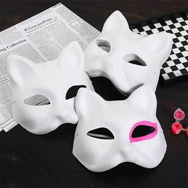3/5PCS Paper Cat Fox Animal Masks for Crafts Room Decor