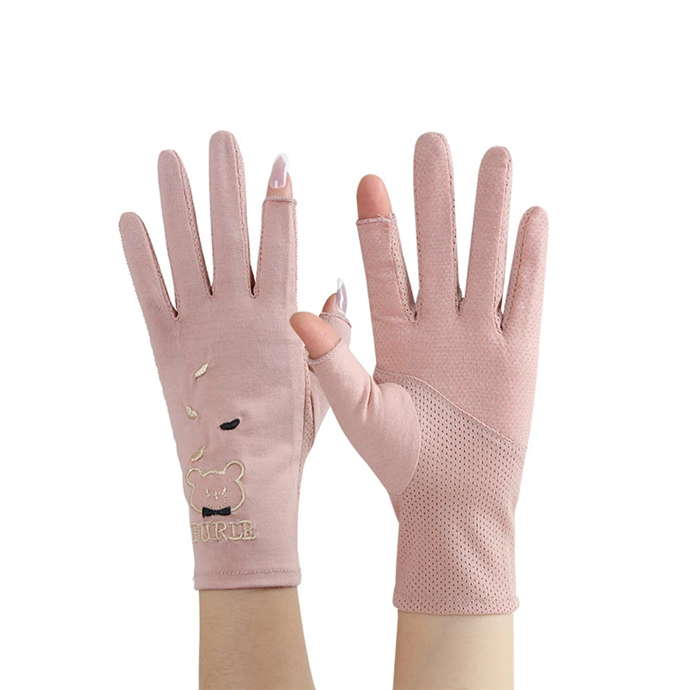 

Sun-proof Cute Mesh Summer Anti-UV Bear Five Fingers Mitts Thin Gloves Drive Mitten Sunscreen Mittens