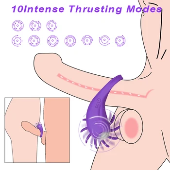 Vibrator Penis Ring Cock Ring Rotation Tongue Licking Vagina Clitoris Stimulate Vibrator Ring G-spot Massage Sex Toy For Couple 6