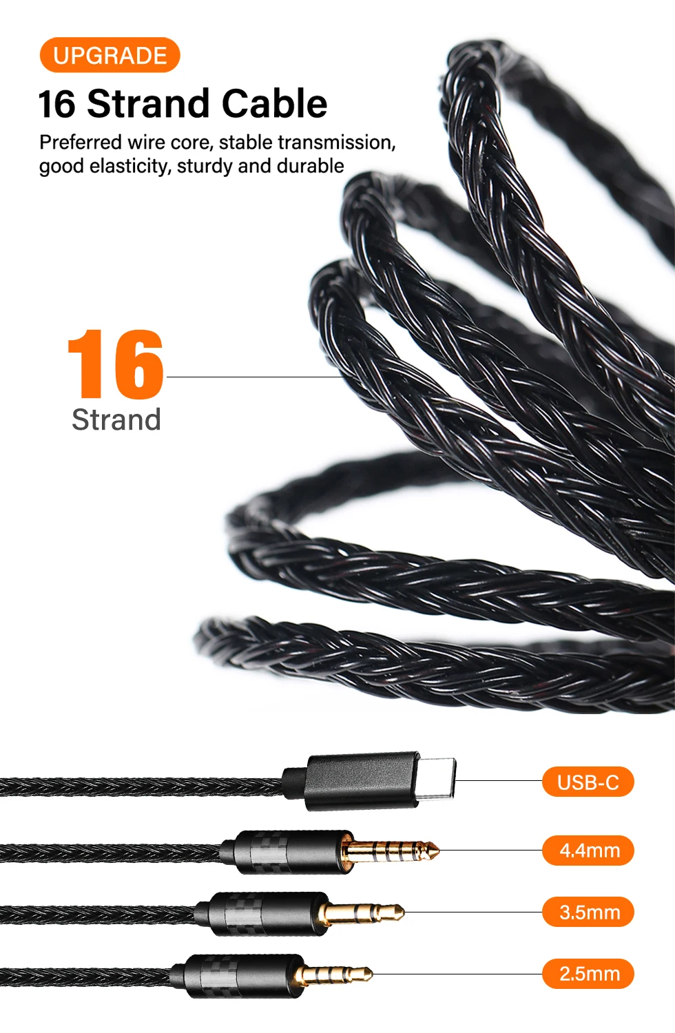 Replacement Upgrade Audio Cable for Shure SE215 SE535 Aonic 5 UE846 MMCX 3.5mm 2.5mm 4.4mm USB C for Westone Headphones Cable