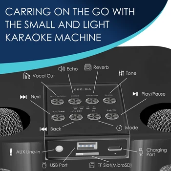 203 Portable Karaoke Bluetooth Speakers with Wireless Microphone Sound Effect Adjustment Large Capacity Battery Home Party Stree 3