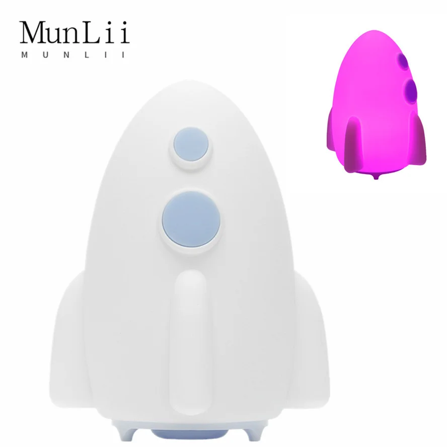 

USB Rechargeable LED Night Light Rocket Silicone Night Lights Touch Sensor Bedroom Bedside Lamp For Kids Baby Gift