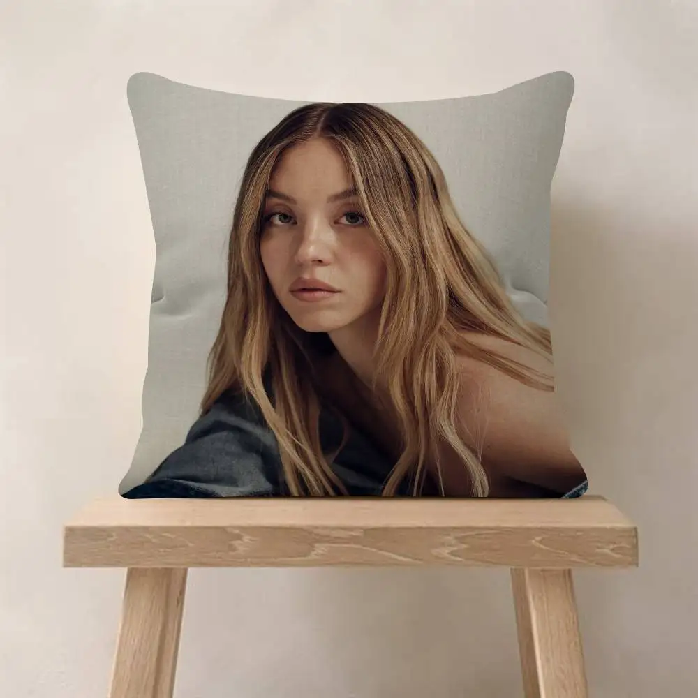 Kissenbezug mit Schauspielerin Sydney Sweeney Motiv, Farmhaus-Dekor, Zierkissenbezüge für Couch-Dekorationen – Detail 13