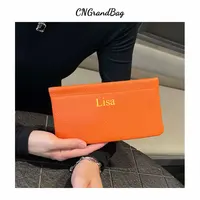 Lettres personnalisées dames en cuir véritable Ultra-mince nouveau portefeuille Long minimaliste avec fermeture automatique sac de rangement de rouge à lèvres de maquillage 5