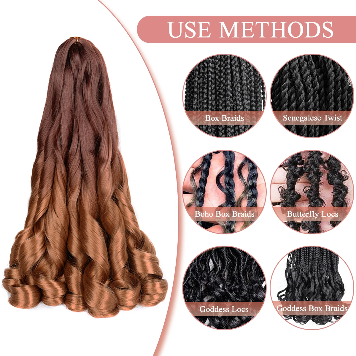 French Curly Crochet Braiding Hair Synthetic Loose Wave Ombre Braids Hair for Women Spiral Curls Pre Stretched Hair Extensions 6