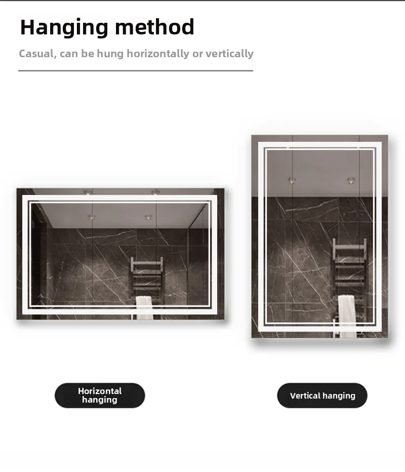 Moderner rechteckiger Kosmetikspiegel mit LED-Beleuchtung
