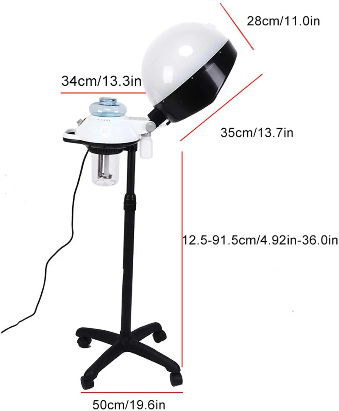 Description Picture 4 of itemShampoo Hair Steamer Rolling Stand Hooded Hair Dyeing Coloring Perming Conditioning Salon Spa Steamer Height Adjustable Tool