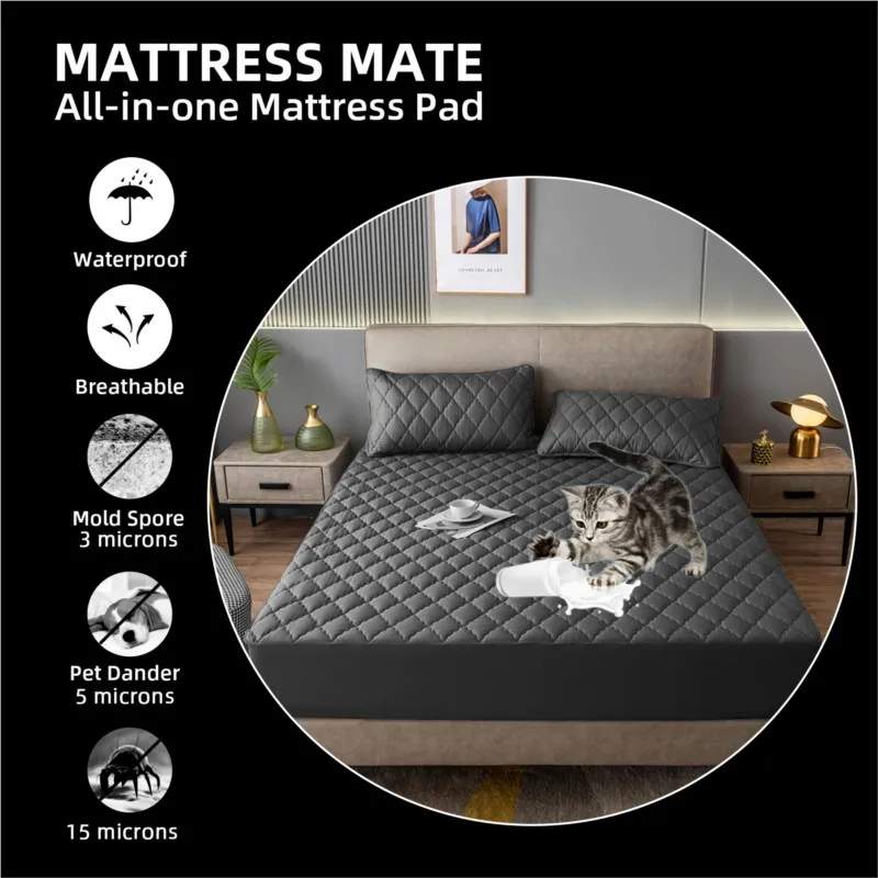 Waterproof Mattress Pad Protector Thickened Cotton Double Elastic Fitted Sheet Bed Covers Anti-slip Pad for Bed 160x200 180x200