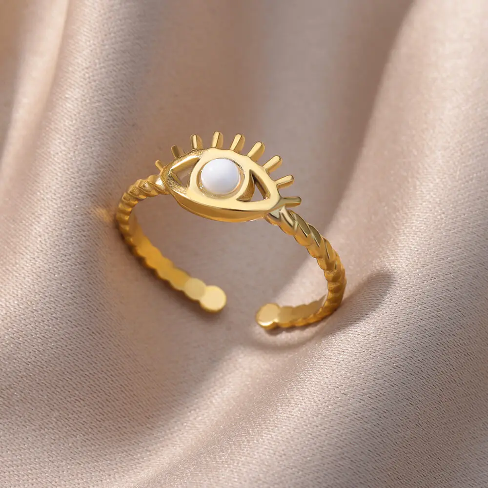 Fashion Bule Opal Evil Eye Rings For Women