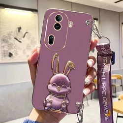 Ciondolo elegante a spalla con supporto per coniglio e custodia in silicone con finitura placcata