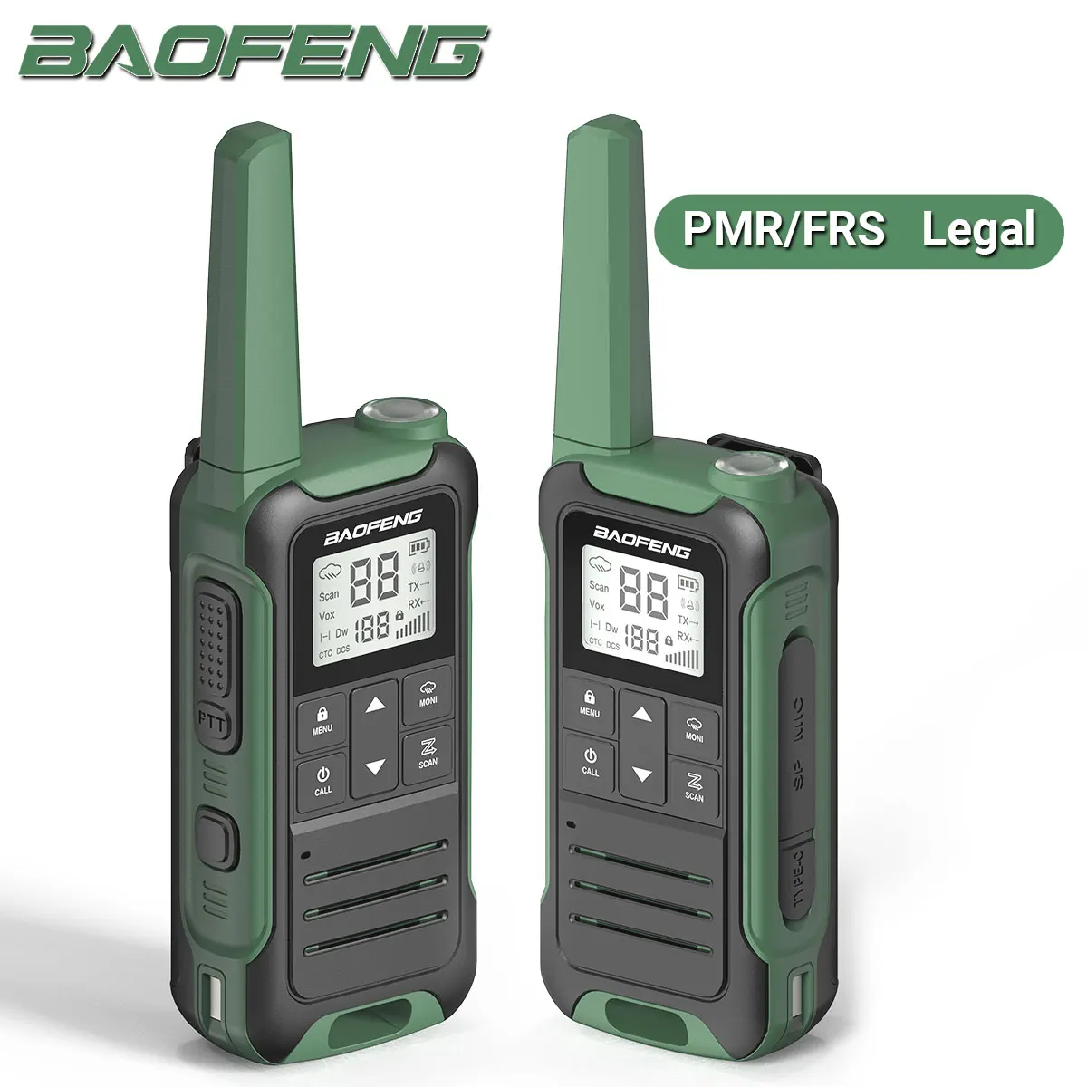 Baofeng GT-22, lizenzfreies PMR 446 Walkie Talkie Set, Profi-Funkgerät, bis zu 3km Reichweite, 16 Kanäle, wiederaufladbares Funkgerät mit Headset (4 Stücke