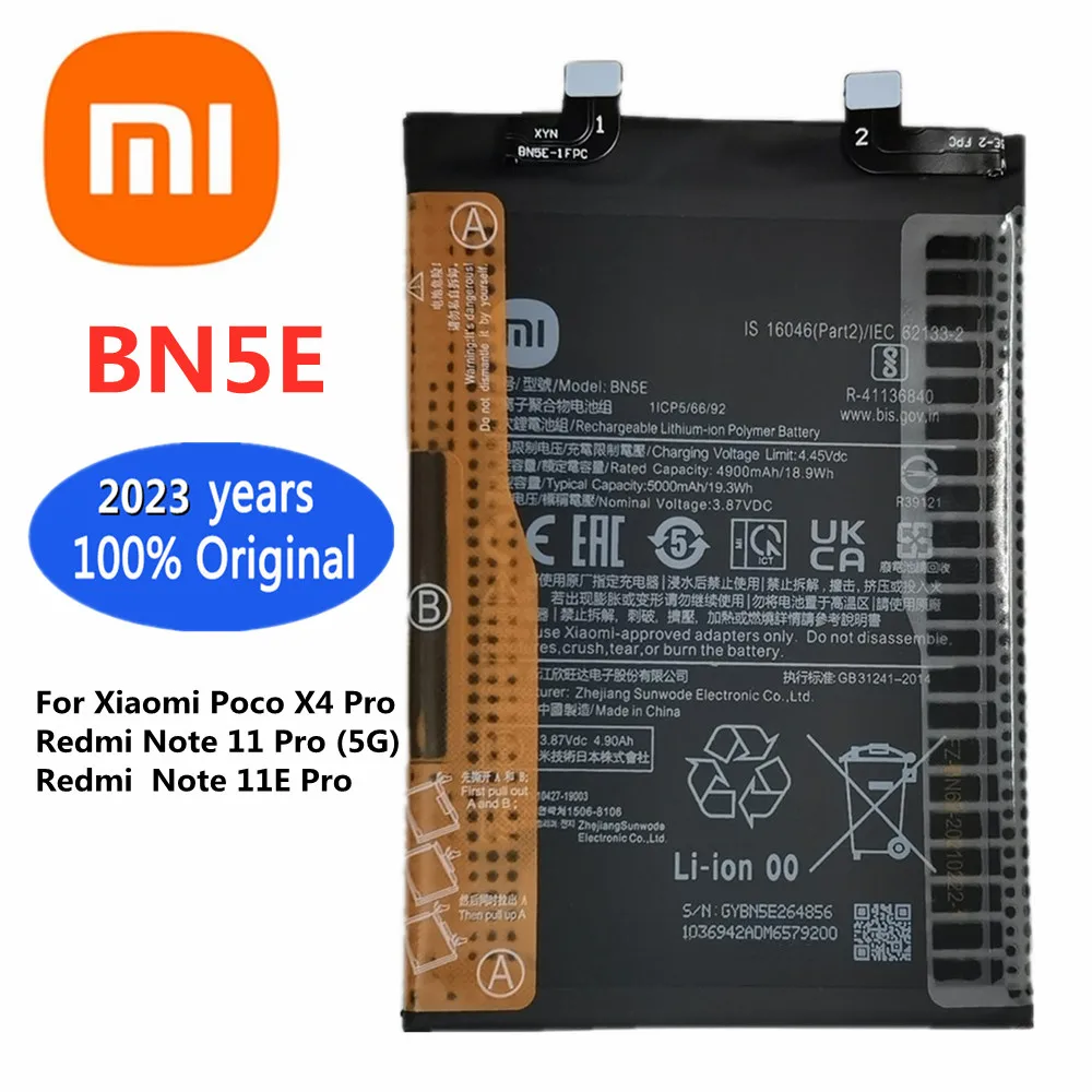 

2023 Xiao Mi 100% Original BN5E Battery For Xaomi Redmi Note 11 Pro 5G/POCO X4 Pro 5G /Note 11E Pro Replacement Built-in Bateria