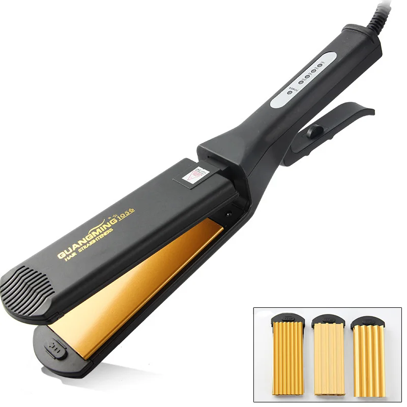 4-in-1 Women Interchangeable Plates Hair Straightener Crimping Iron Crimper Hair Styling Tool deep wave Straightening Iron