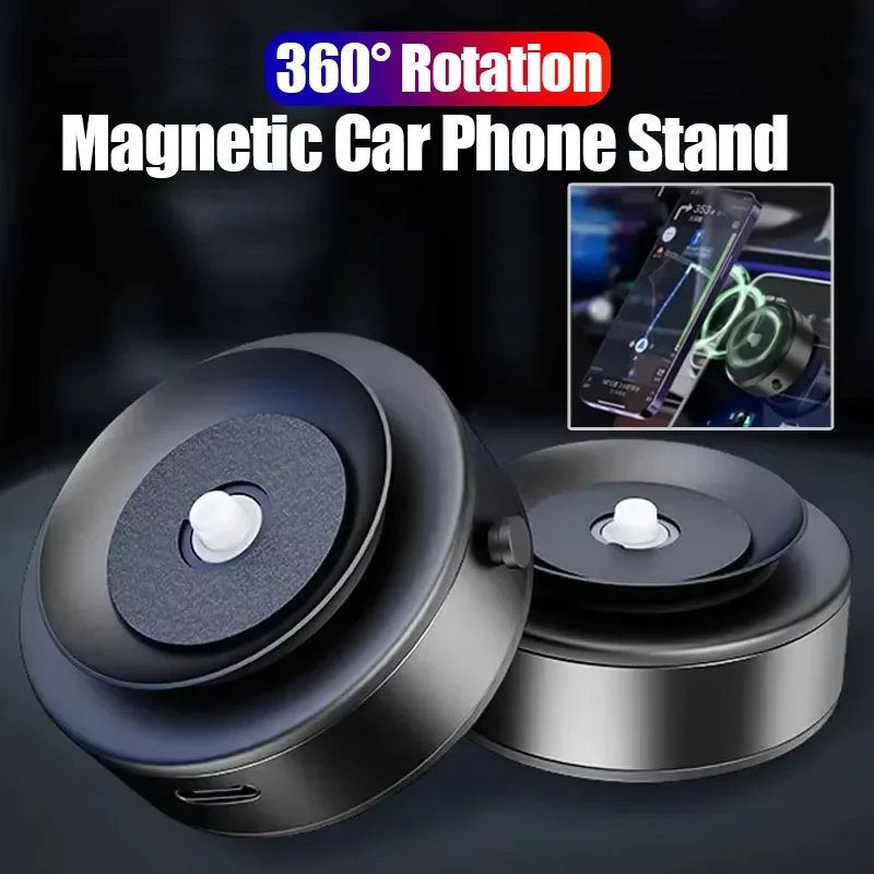 Adjustable 360&deg; Magnetic Car Phone Holder Vacuum Adsorption Navigation Display Screen Install GPS Stand for iPhone 16-12 Samsung