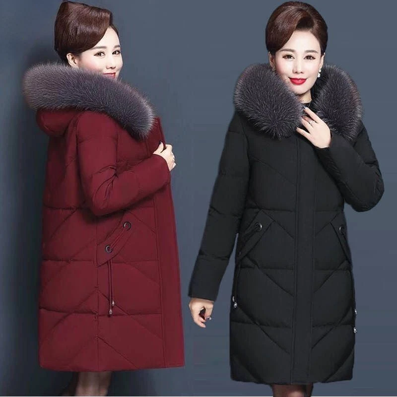 2023 New Women Down Jacket Winter Coat Female Mid-length Parkas Thicken Slim Hin Thin Outwear  Mother Dress Hooded Overcoat