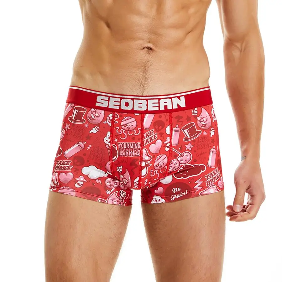 mens underwear sale SEOBEAN Print Boxers Mens Underwear Underpants Sexy Male Panties Silky Smooth Men Boxer Shorts Boxers For Man 2022 New sexy guy underwear