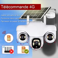 Caméra solaire 4G 3 PTZs, Protection de sécurité domestique intelligente pour l'extérieur, moniteur de Surveillance vidéo, alarme de détection humaine, caméras de vidéosurveillance IP 3