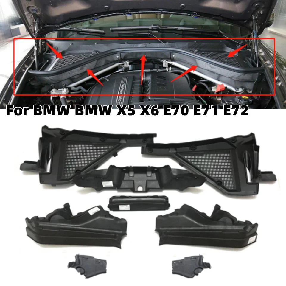 3-teilige Motorraum Trennwand / Verkleidung Für BMW X5 E70 (2006-2013) & X6 E71/E72 (2007-2014)