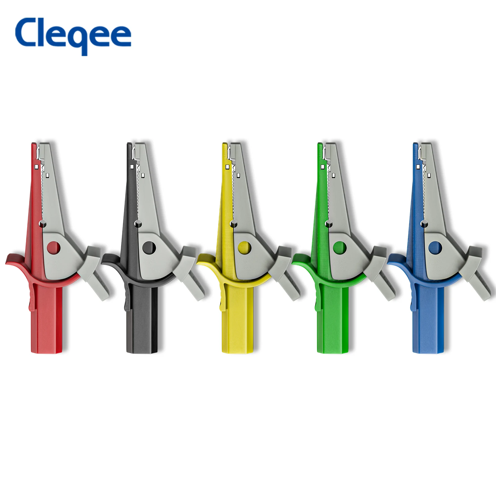 Cleqee P60041 헤비듀티 악어 클립, 4mm 바나나 암 소켓이 있는 절연 안전 악어 클립, 전기 테스트용
