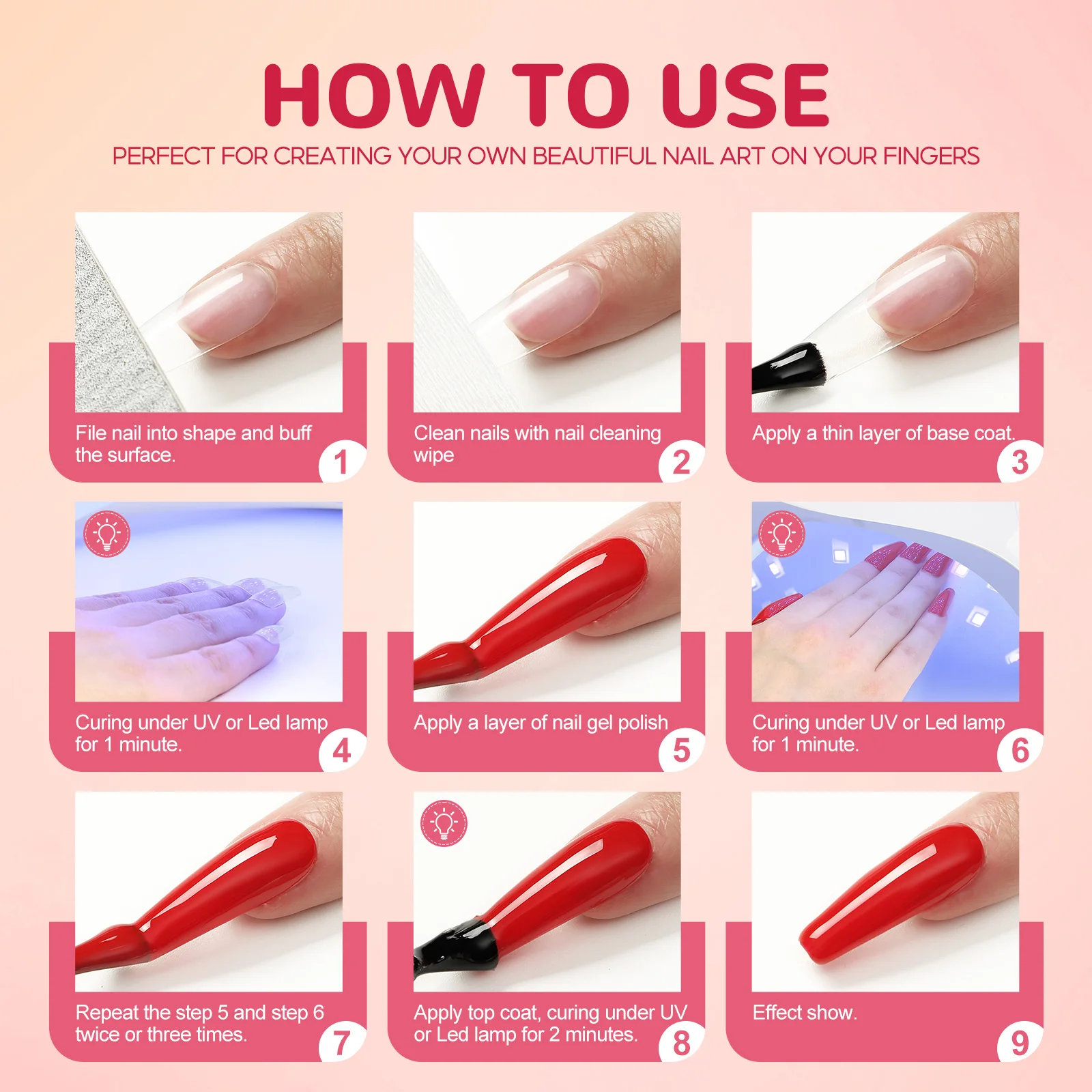 COSCELIA Manicure Set Nail Polish Gel Set with 6W LED Lamp 6 Colors Gel Polish Starter Kit Base Top Coat Manicure Brush Tools 6