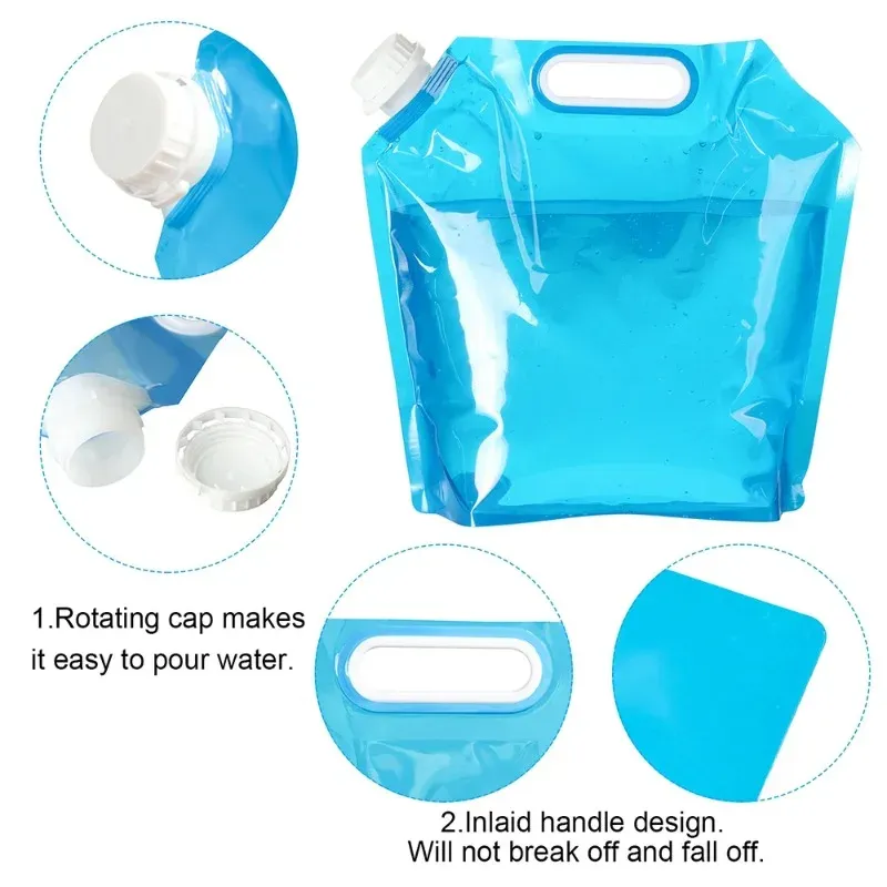5/10L Plastic Water Bag BPA Free Collapsible Water Container Outdoor Lightweight Folding Water Bag For Sport Camping Hiking