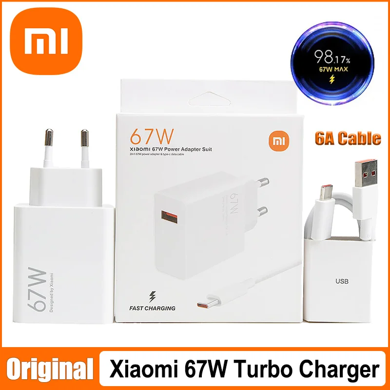 อะแดปเตอร์ชาร์จเร็ว 67W EU สำหรับมือถือ Xiaomi