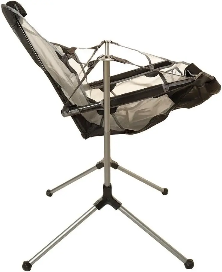 Aluminum Recliner Luxury Camping Chair for Beach, with Arm Rest, Foot Rest, Adjustable Lumbar, Graphite/Smoke