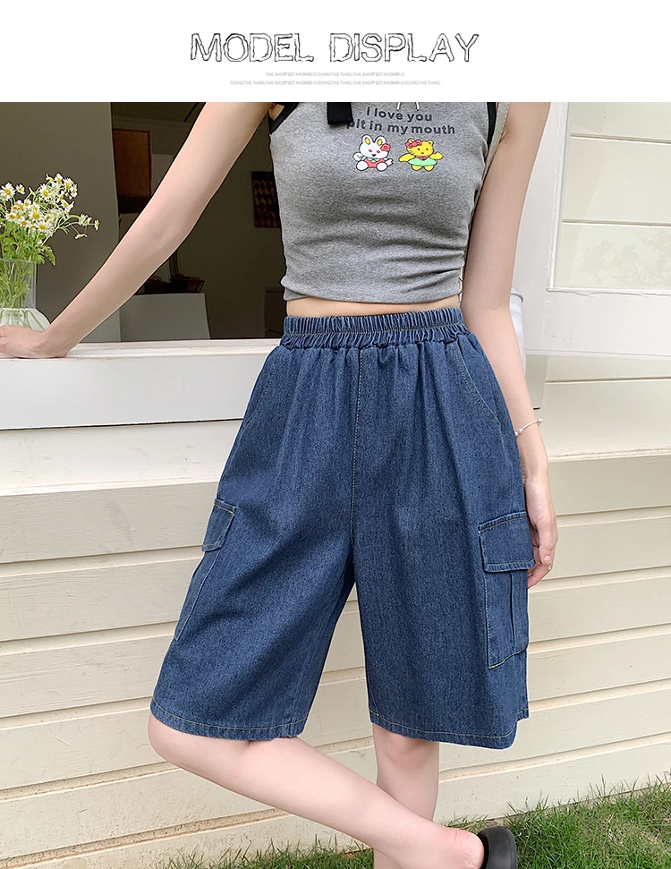 Zjaiss 2026 Sommer Neue Damen-Jeansshorts Gerade Geschnittene Trendige Lockere Vielseitige Dad-Shorts Dünne Japanische Knielange Hosen – Detail 7