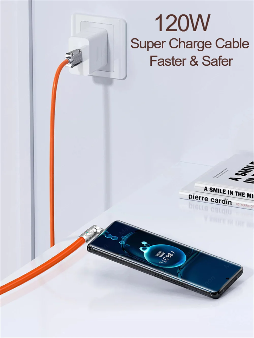 120W 7A USB Type C Cable 180 Degree Rotation Elbow Fast Charging Cable For iPhon