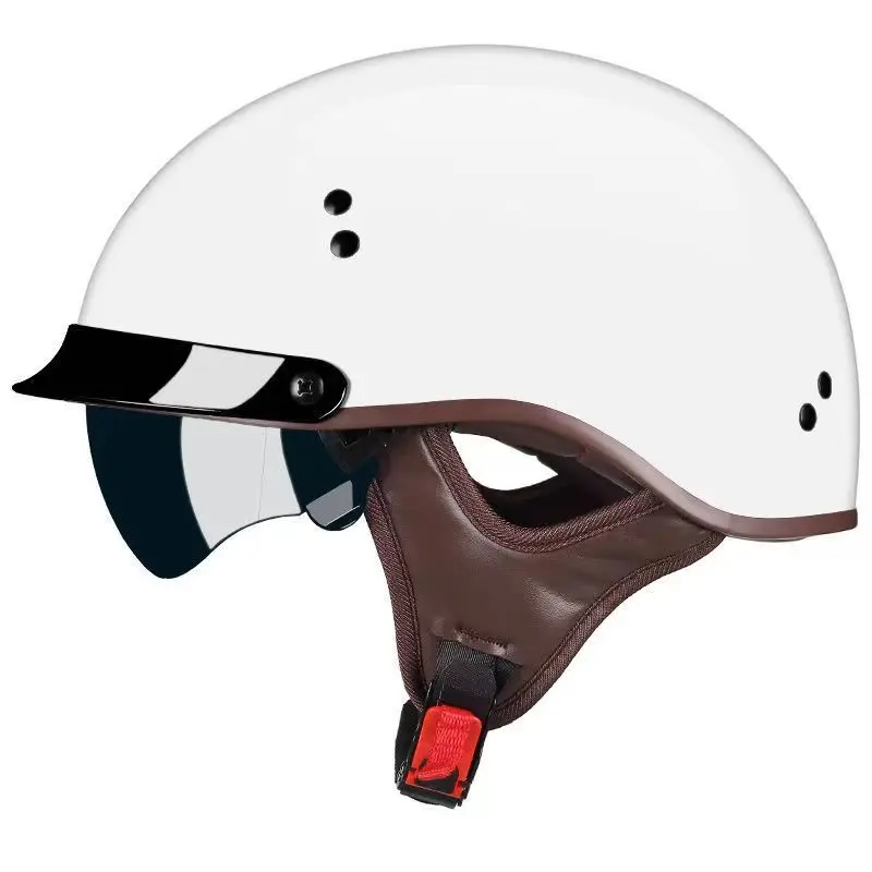 German Classic Motorcycle Half Helmet with HD Visors, Retro DOT Certification, Moto Half Helmet