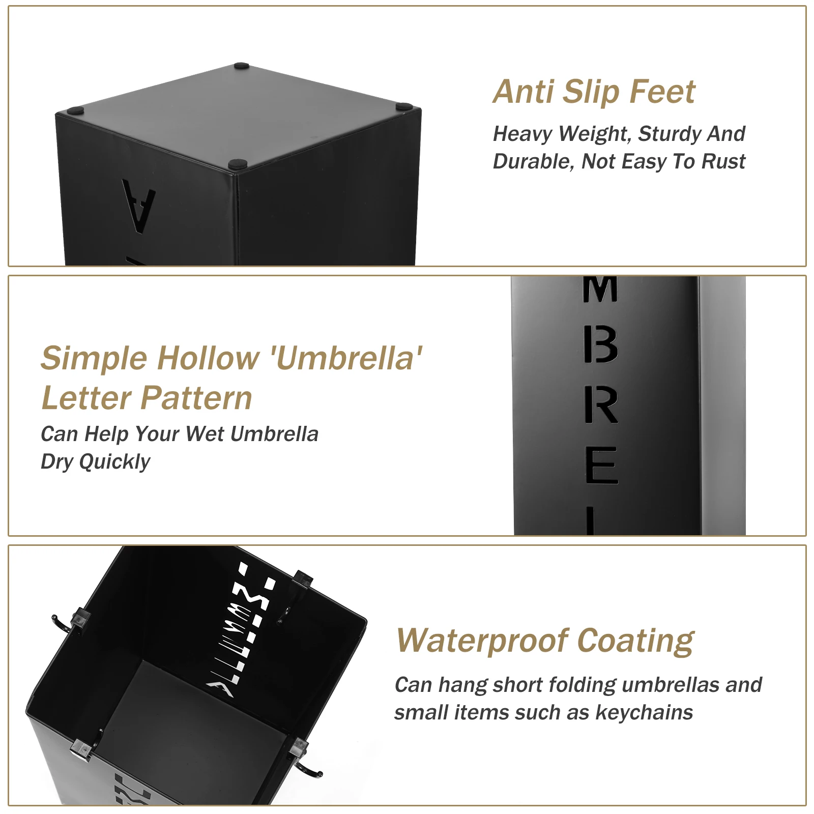 Metal Umbrella Stand Freestanding Square Mesh Umbrella Holder Decorative Bin for Home Entryway Office Hotel Supermarket