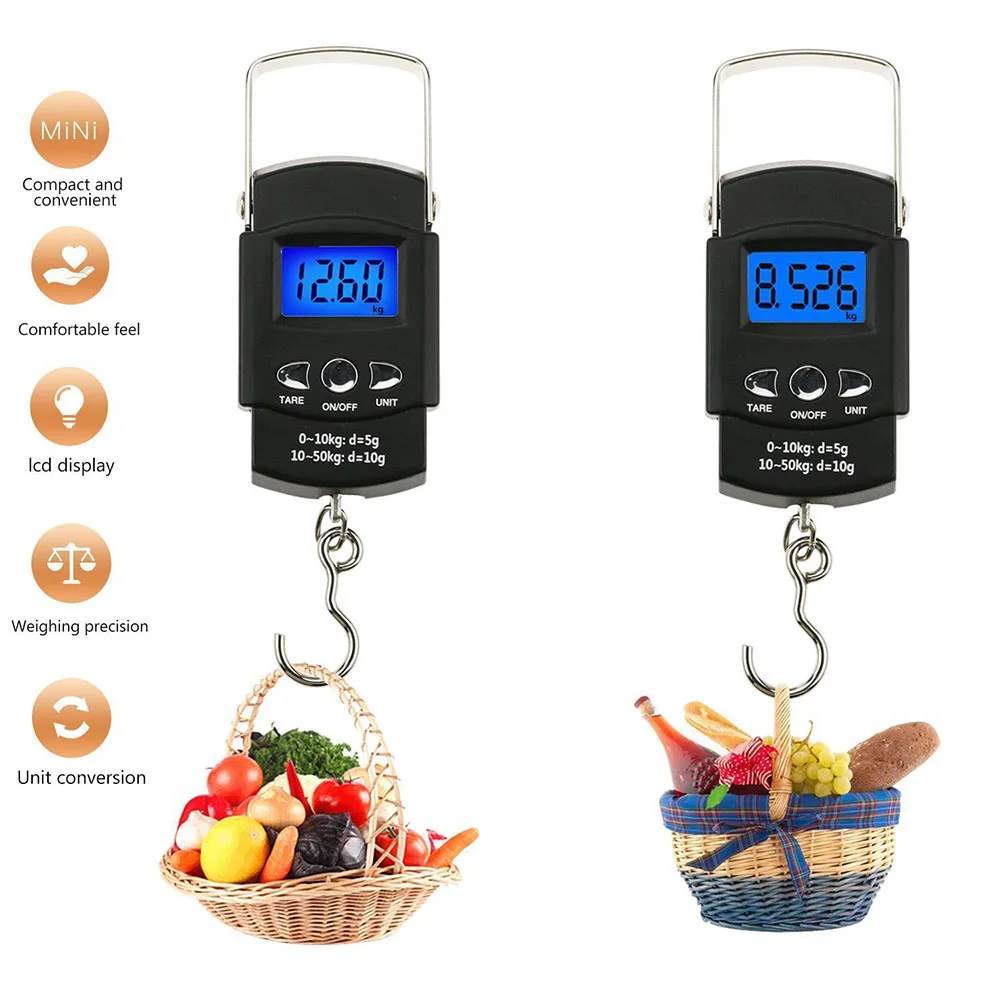 Hanging Digital Weighing Scale Home Tool 50Kg/110lb LCD Electronic Scale for Fishing Luggage Travel Portable