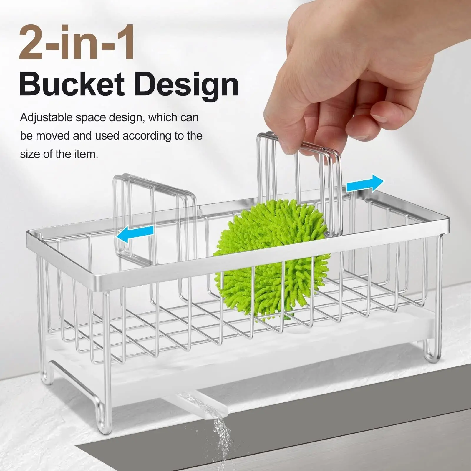 Kitchen Sink Caddy Organiser With Auto Drain Tray Sponge Storage Brush Holder: 3 - 5 Days Free Delivery Only UK