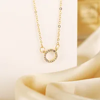 Fashion Trend Elegant Jewelry Simple Crystal Circle Pendant Necklace Golden Color Unquie Women Necklace Party Gift Wholesale