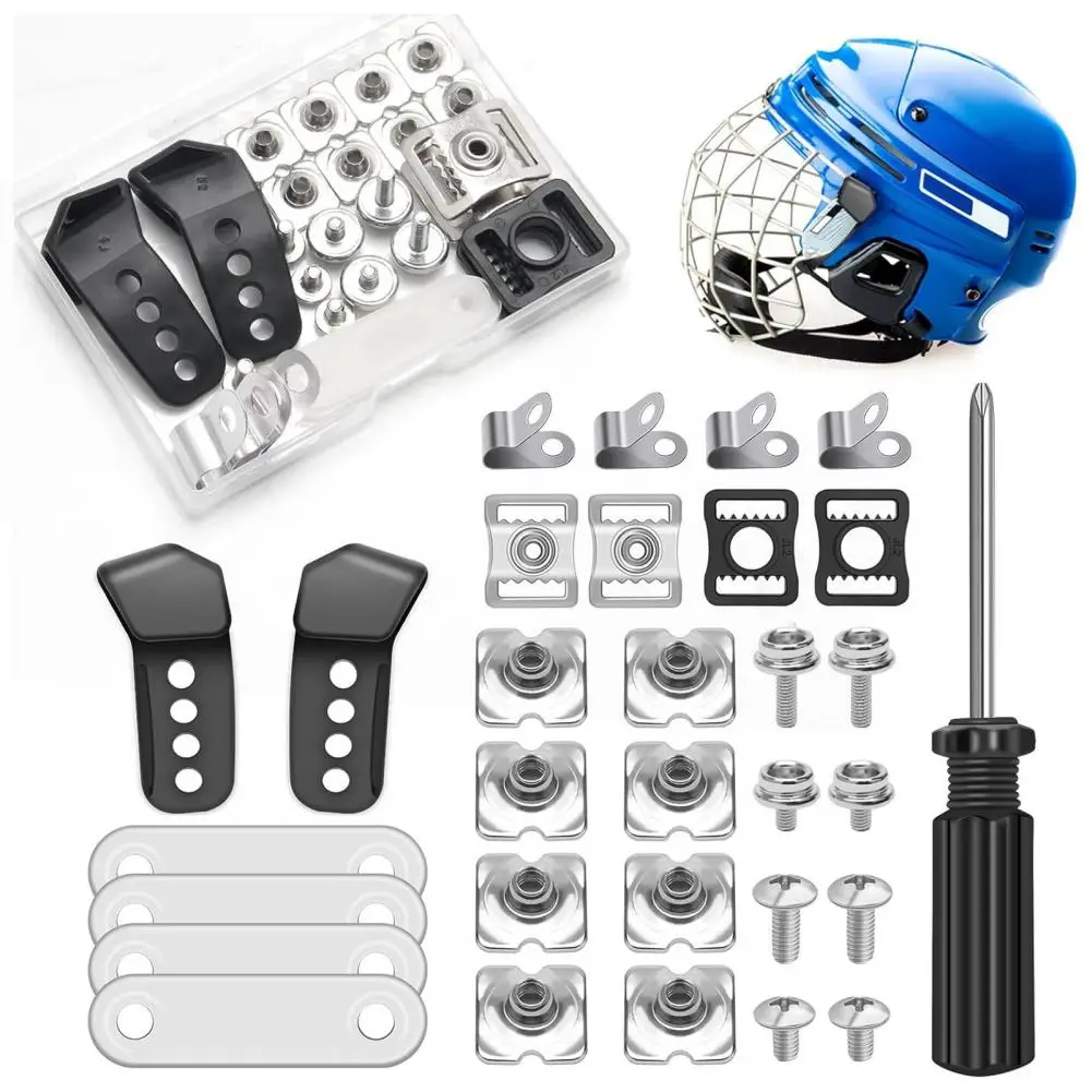 31Pcs/Set Hockey Helmet Repair Kit with Screws Nuts Gaskets Clips Screwdriver Universal Rugby Baseball Softball Helmet Repair Re