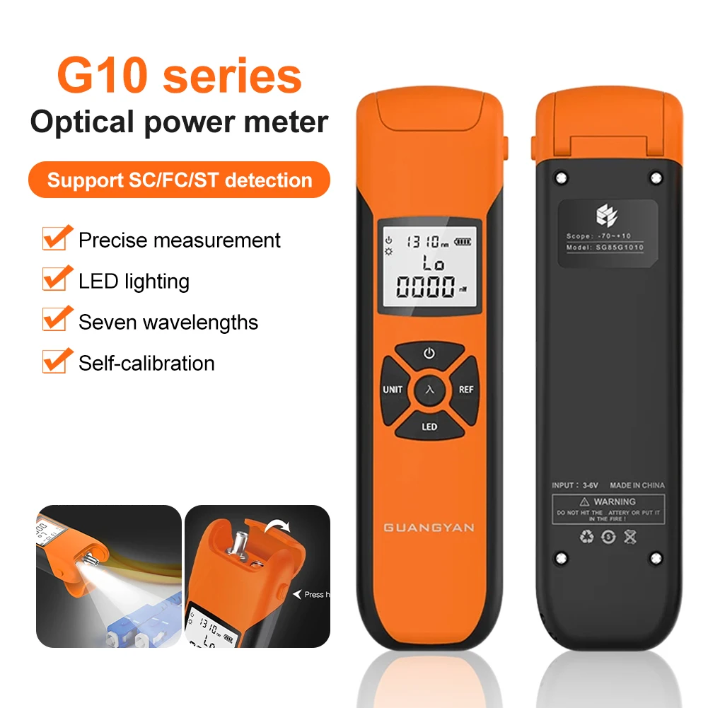 

Измеритель оптической мощности G10, высокоточный тестер затухания оптоволокна с фонариком OPM FC/SC/ST