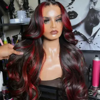 Highlight Burgundy Body Wave Lace Front Wigs Human Hair 13x4 Hd Lace Front Wig Human Hair 200 Density Lace Front Wig Human Hair 1